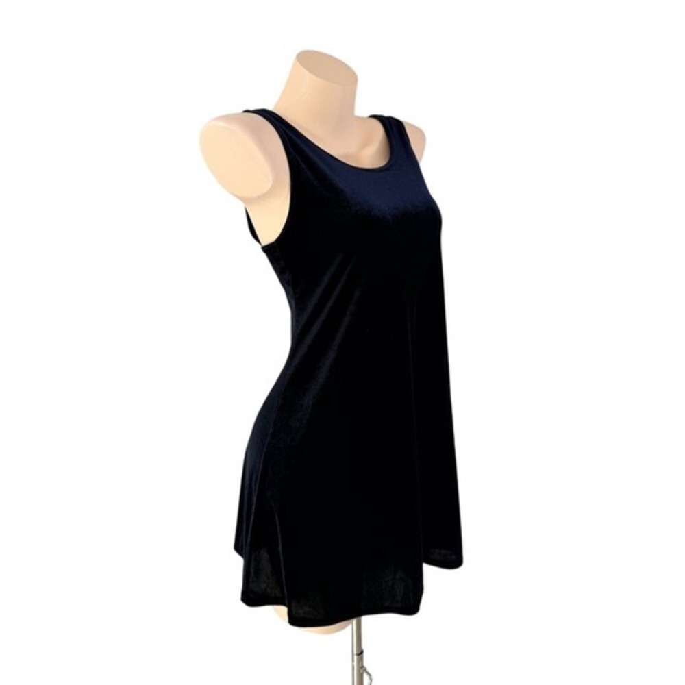 VTG USA Laurel California Grunge Goth Black Velvet Sleeveless Mini Shift Dress M - Picture 4 of 11